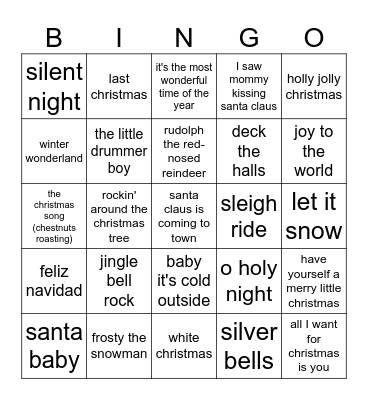 jingle and mingle Bingo Card