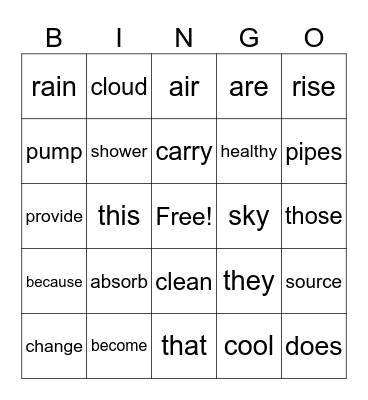 unit 2 second Bingo Card