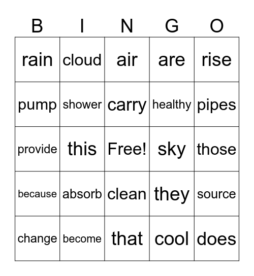 unit 2 second Bingo Card