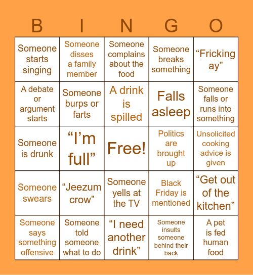 THANKSGIVING BINGO Card