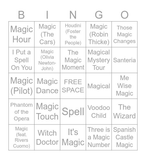 1/5-1/6/25 MAGIC Bingo Card