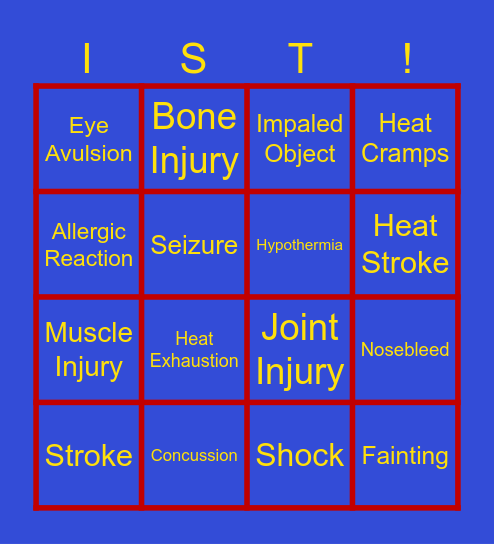 First Aid Bingo Card