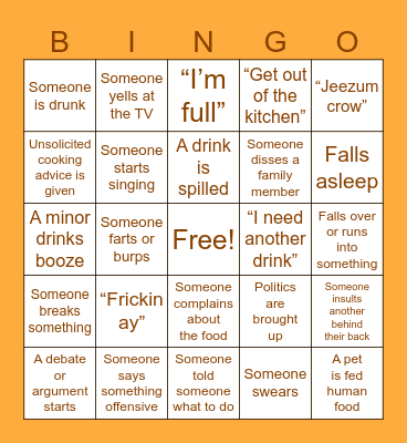 Thanksgiving Bingo Card