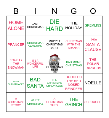 CHRISTMAS MOVIE BINGO Card