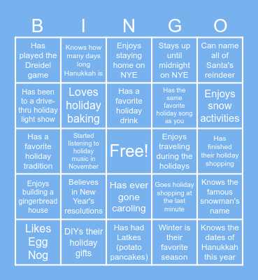 Holiday Bingo! Bingo Card