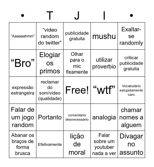 Tjingo Bingo Card