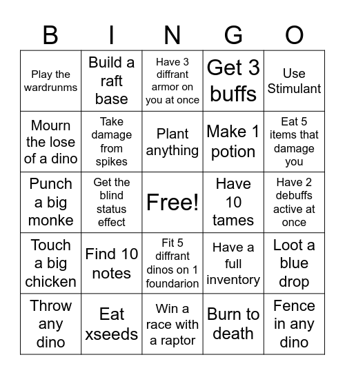 Ark Bingo Card