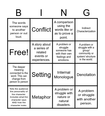 Literary Techniques Bingo Card