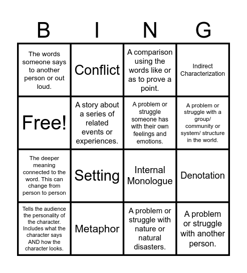 Literary Techniques Bingo Card