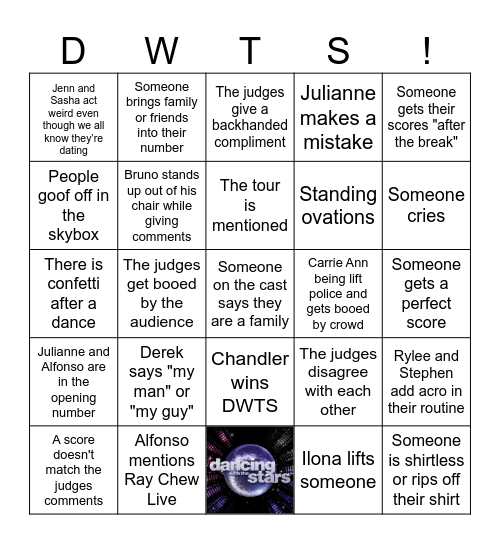 Finale BINGO Board Bingo Card