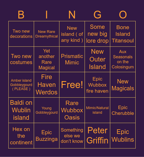 Feast-Ember 2024 Bingo Card