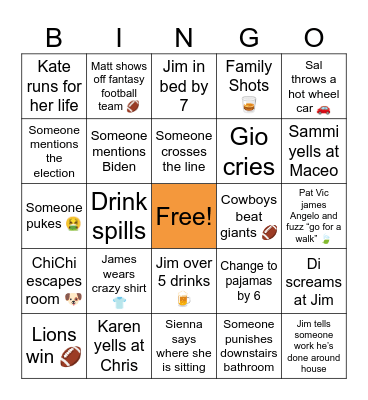 Shitshow Thanksgiving 🦃 Bingo Card