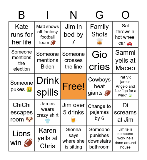 Shitshow Thanksgiving 🦃 Bingo Card