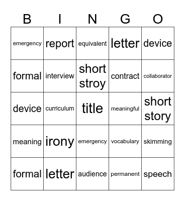 Untitled Bingo Card