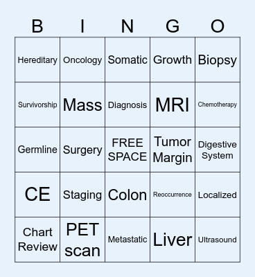 Cancer 101 Bingo Card