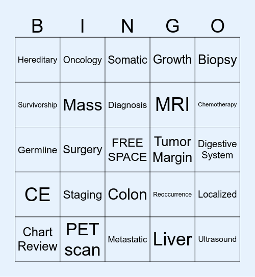 Cancer 101 Bingo Card