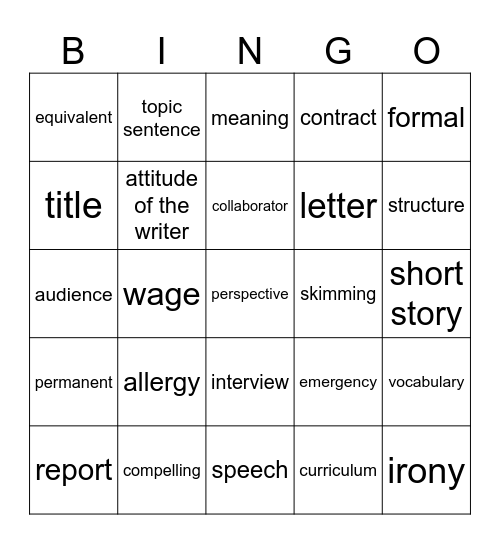 Bingo NOW Bingo Card