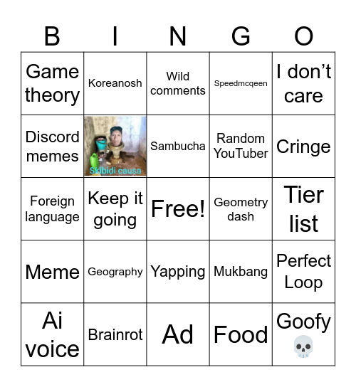 YT shorts bingo Card