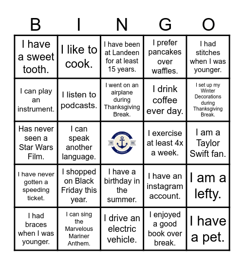 Landeen Staff Bingo Card