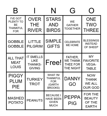 THANKSGIVING Bingo Card