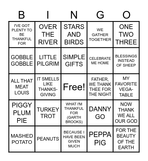 THANKSGIVING Bingo Card