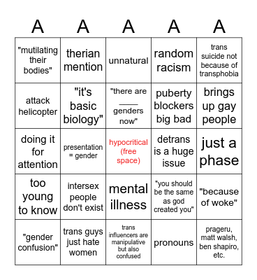 youth bingo Card