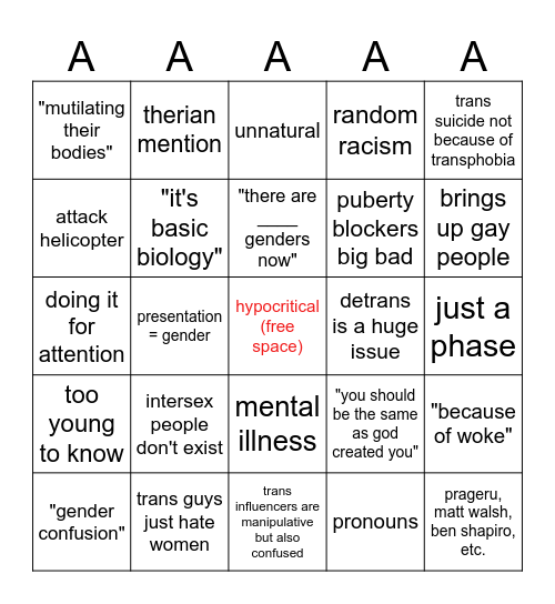 youth bingo Card