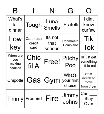 Greenberg Thanksgiving Bingo Card