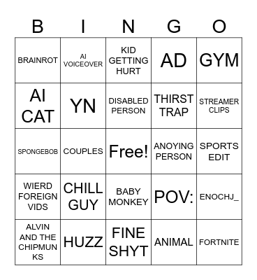 REELS Bingo Card
