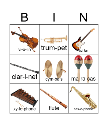 Instruments music Bingo Card