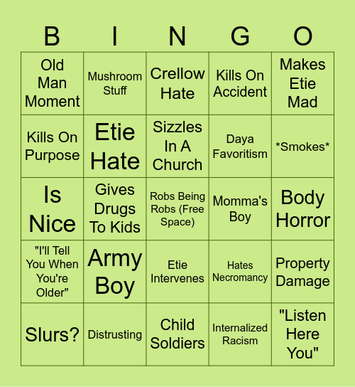 Robs Bingo Card