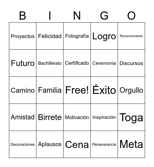Graduación 2024 Bingo Card