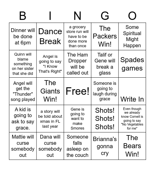 THANKSGIVING 2024 Bingo Card