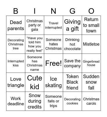 Christmas Movie Bingo Card