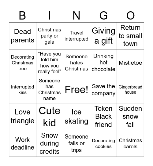 Christmas Movie Bingo Card