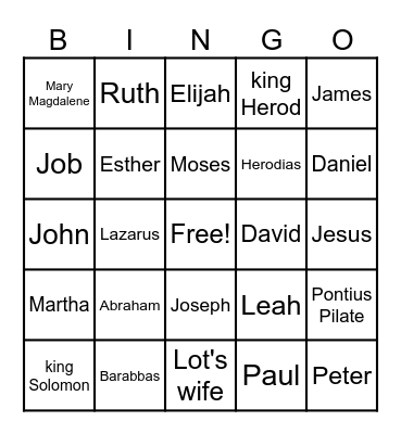 Bible Bingo Card