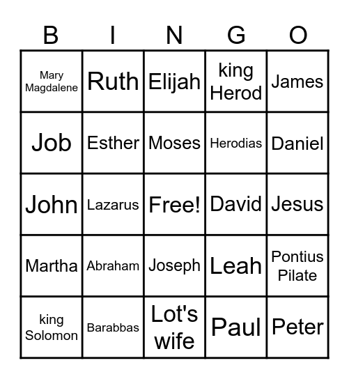 Bible Bingo Card