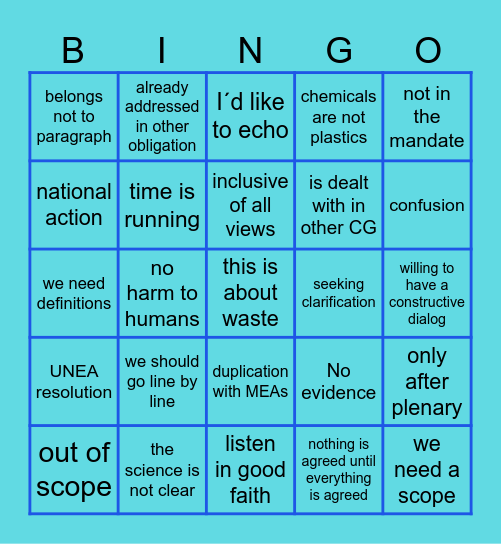 Inc Bingo Card