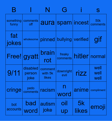 Instagram Reels bingo Card