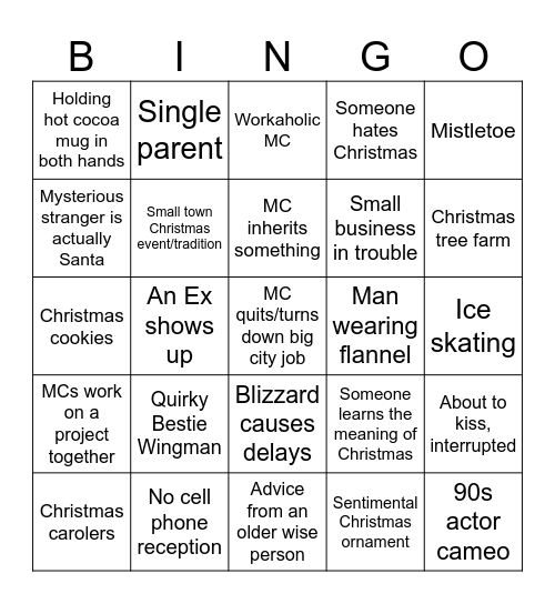 Hallmark Christmas Movie Bingo Card