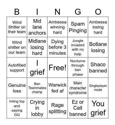 Plat Police Bingo Card