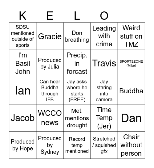 KELOLAND News Bingo Card