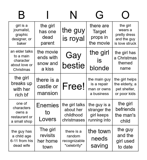 Hallmark Bingo Card