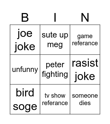 BIN GO Bingo Card