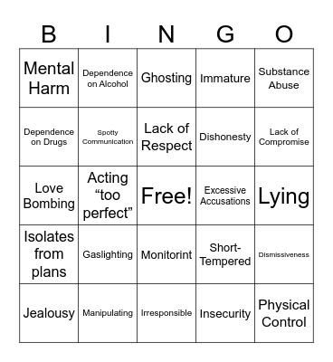Red Flag Bingo Card