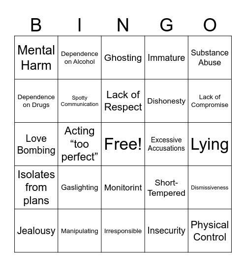 Red Flag Bingo Card