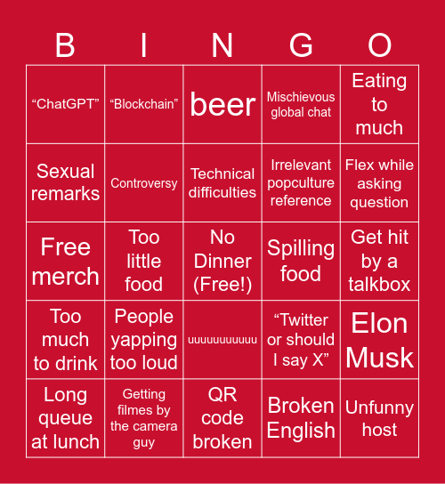 SNiC 2024 Bingo Card