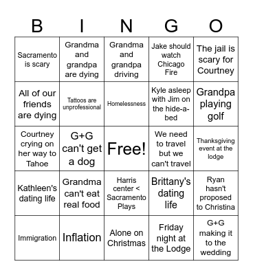 Thanksgiving Bingo Card