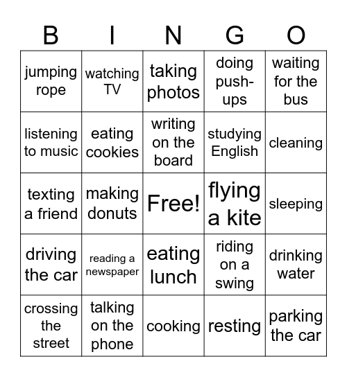 🤸‍♀️DIFFERENT ACTIONS🌬️ Bingo Card