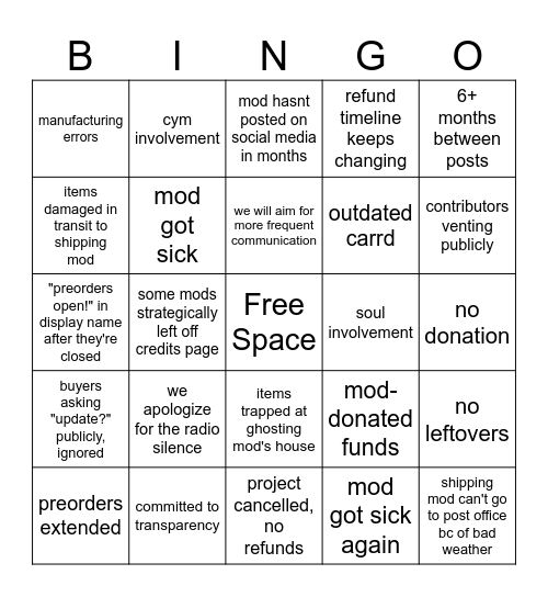 zine bingo Card